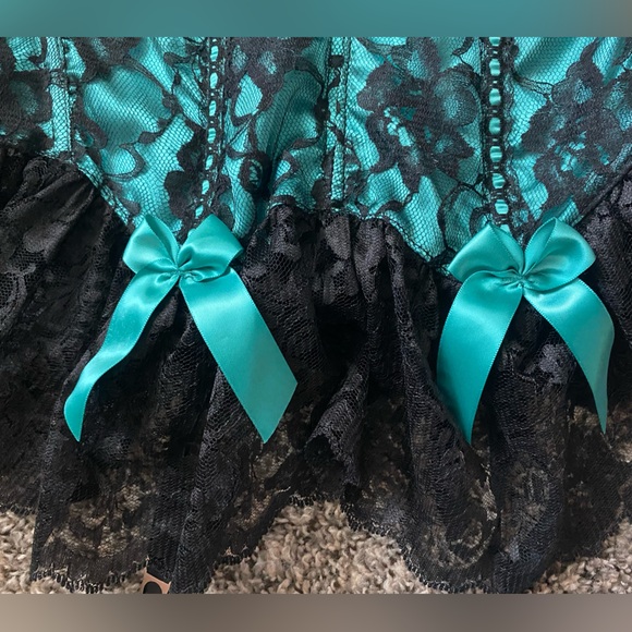 NWOT y2k Teal Corset w/ Lace - Picture 3 of 5